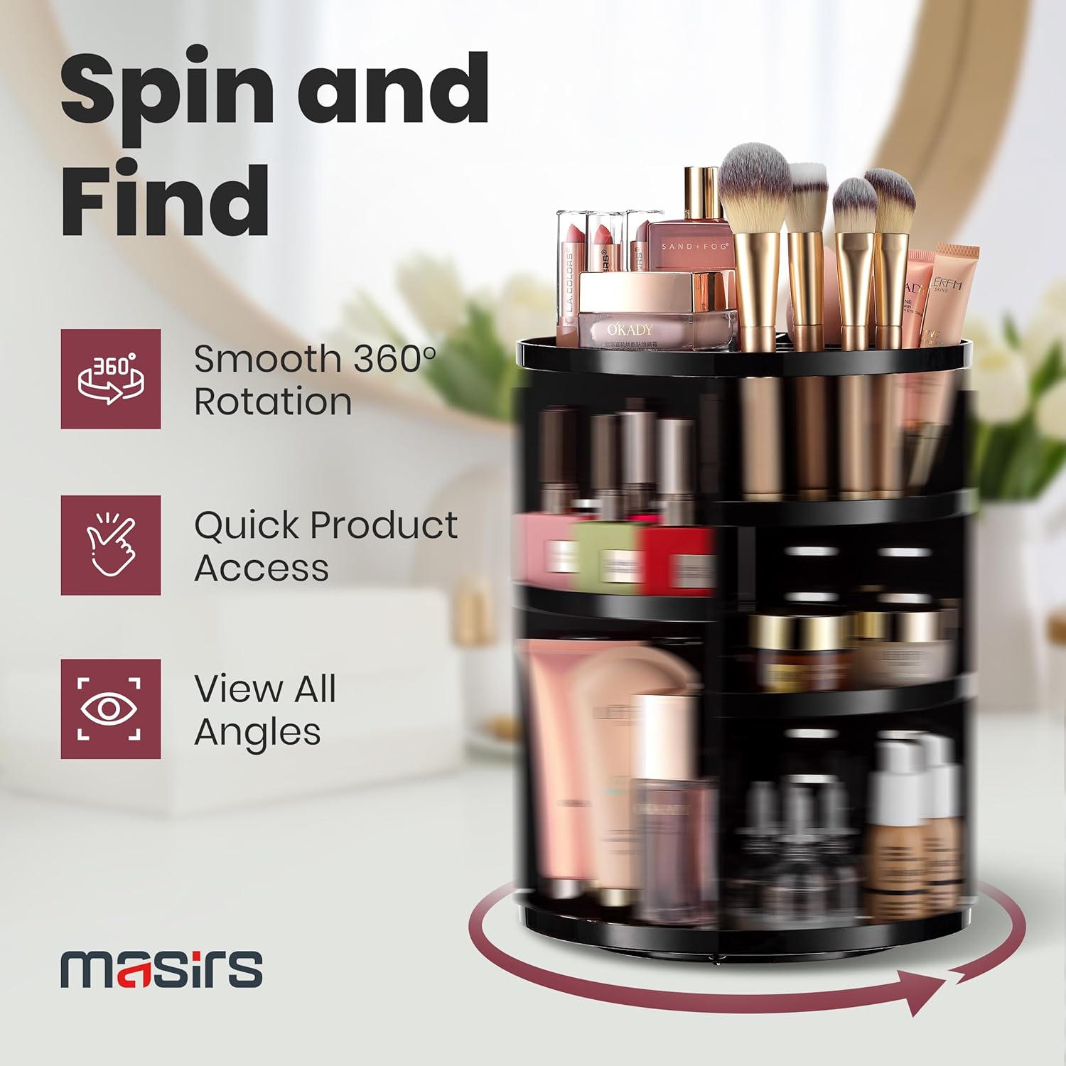 🧴 Organizador de Maquillaje Giratorio 360° – Gran Capacidad