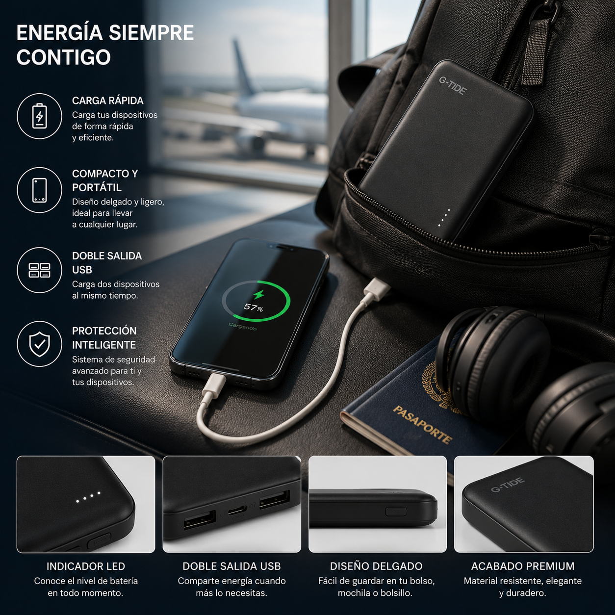 Bateria de respaldo con cables G tide P1